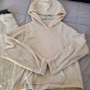 Hippie Rose Teddy hoodie, size small, cream